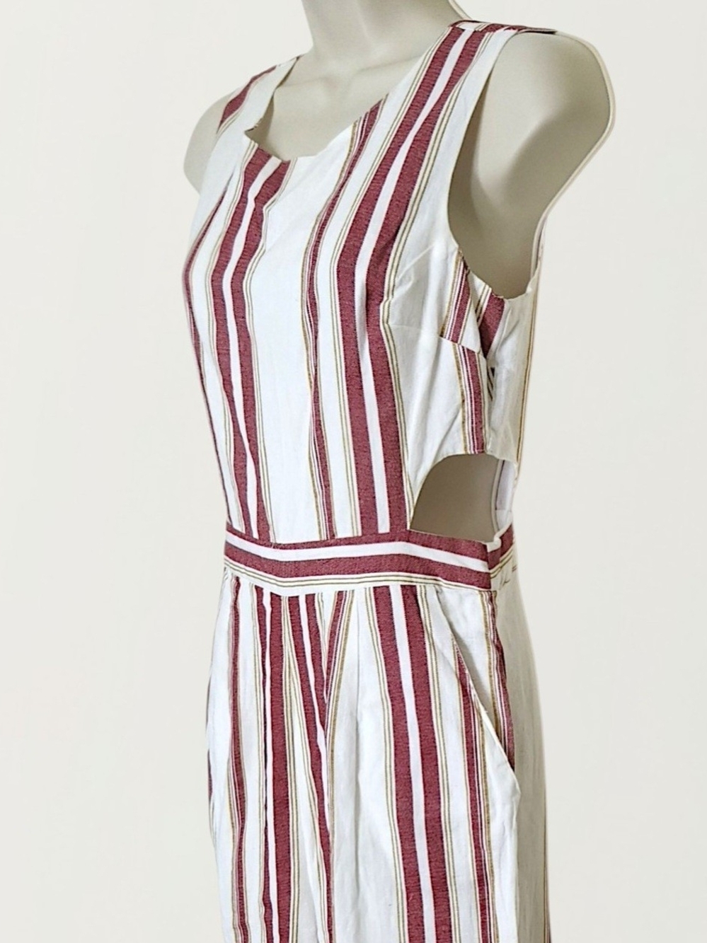 Japna Womens Red and White Striped Sleeveless Pants Jumpsuit Size M - Picture 5 of 8